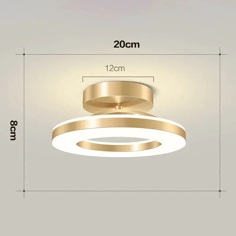 Modern LED ceiling lamp by Simples Market, gold and white circular ring design.
