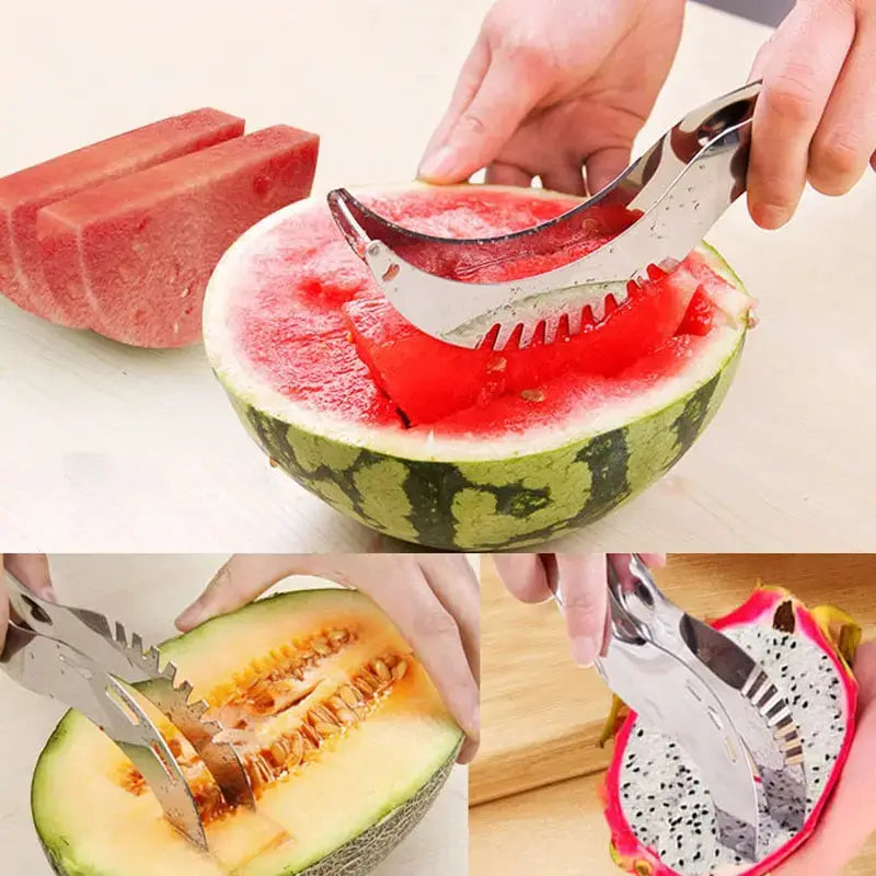 Watermelon Slicer Stainless Steel Knife Corer Clip Kitchen Tool For Uniform Slices And Mess Free Serving