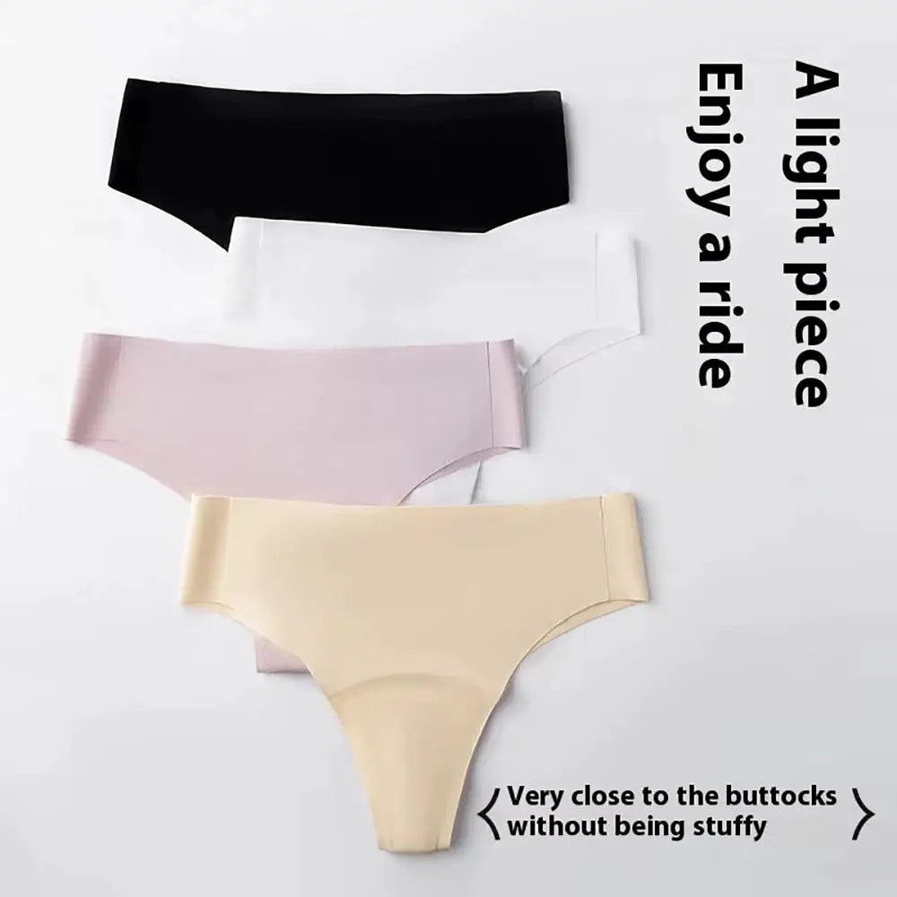 Simples Market anti-cameltoe seamless thong underwear set of four in black white pink beige
