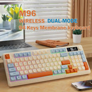 M96 wireless dual-mode keyboard with display screen and knob; white housing, 94-key membrane, RGB backlit