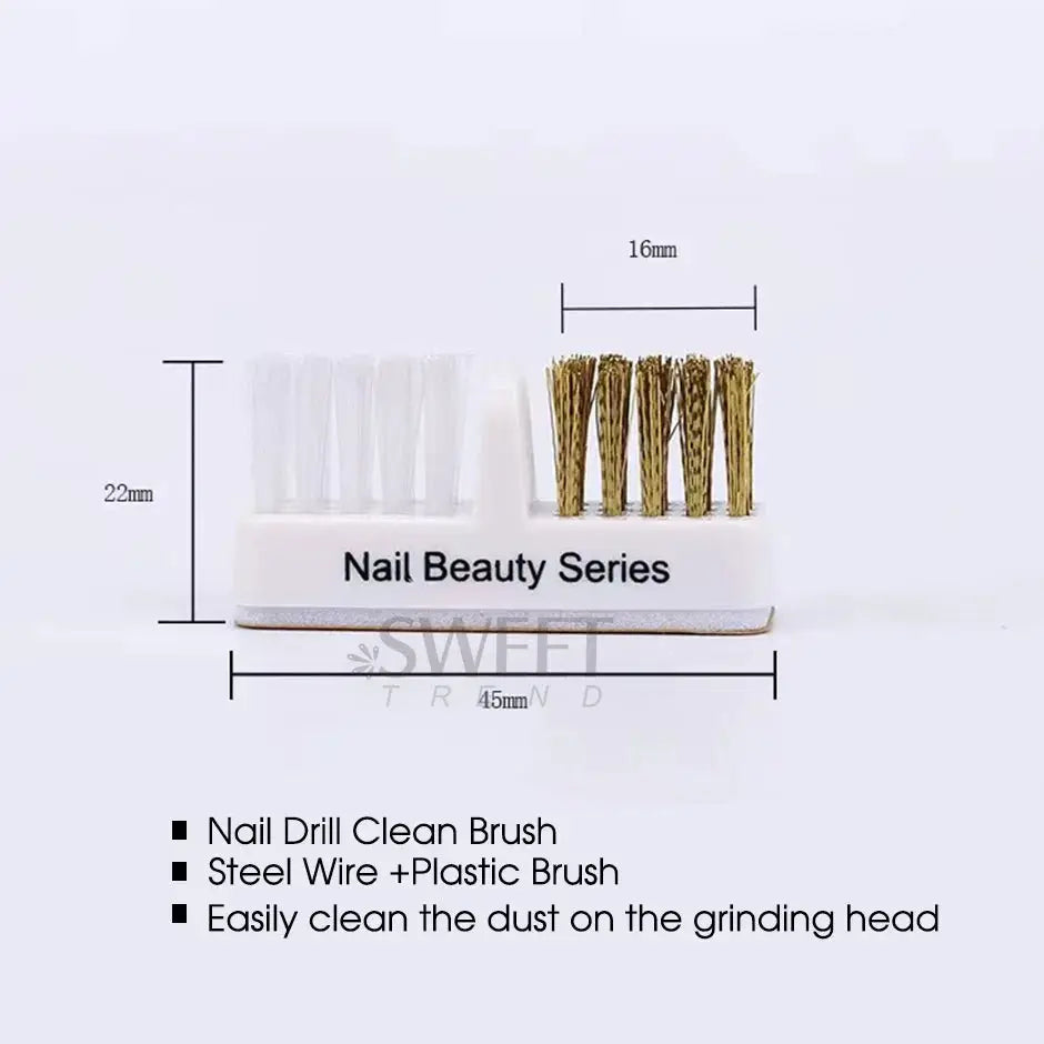 Electric Nail Grinding Head Cleaning Brush With Dual Copper Wire And Fiber Cleaning Heads