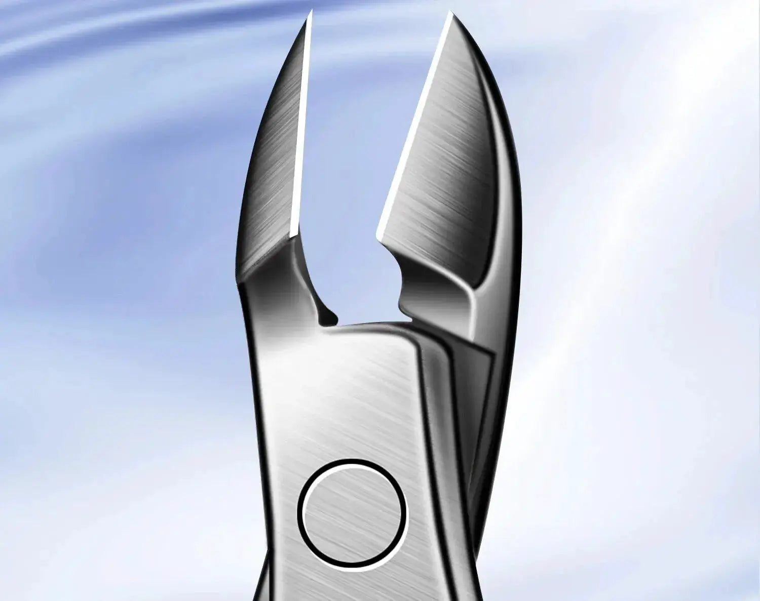 Stainless steel nail clipper close-up from a manicure kit
