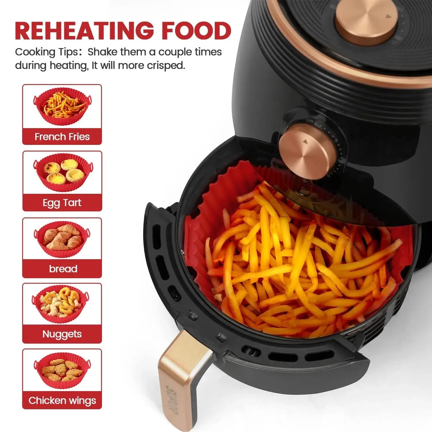 6 Piece Air Fryer Mats Silicone Nonstick Dishwasher Safe Dual Texture For Crispy Steam Cooking At 450F