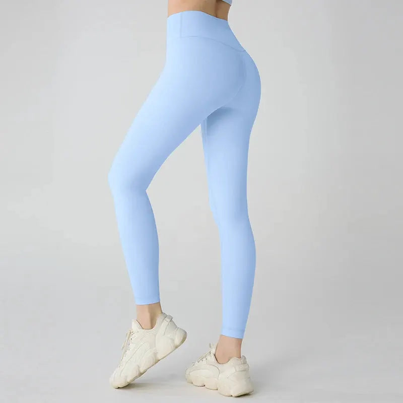 Yoga leggings for women, light-blue, high-waisted and breathable hip-lifting fitness pants by Simples Market