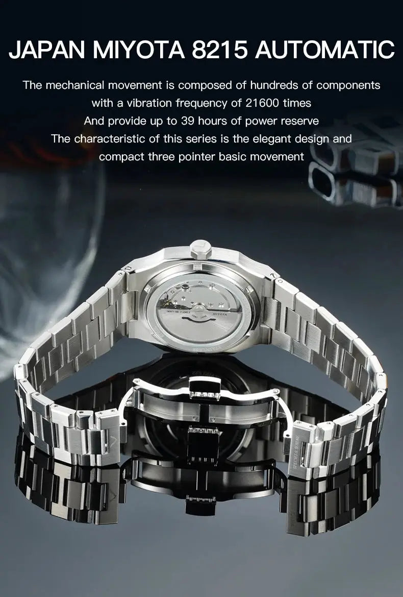 Specht&Sohne stainless steel automatic watch with transparent case back and deployment clasp