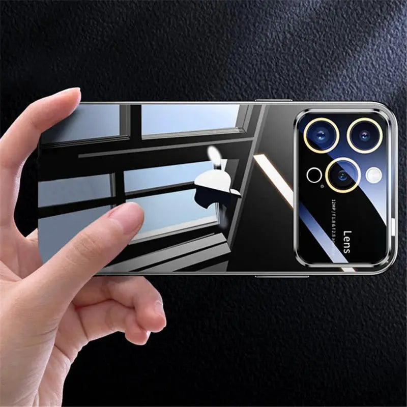 LuxGuard Luxury Plating Clear Hard PC Case For iPhone 11 To 17 Pro Max With Glass Lens Protection Transparent Bumper