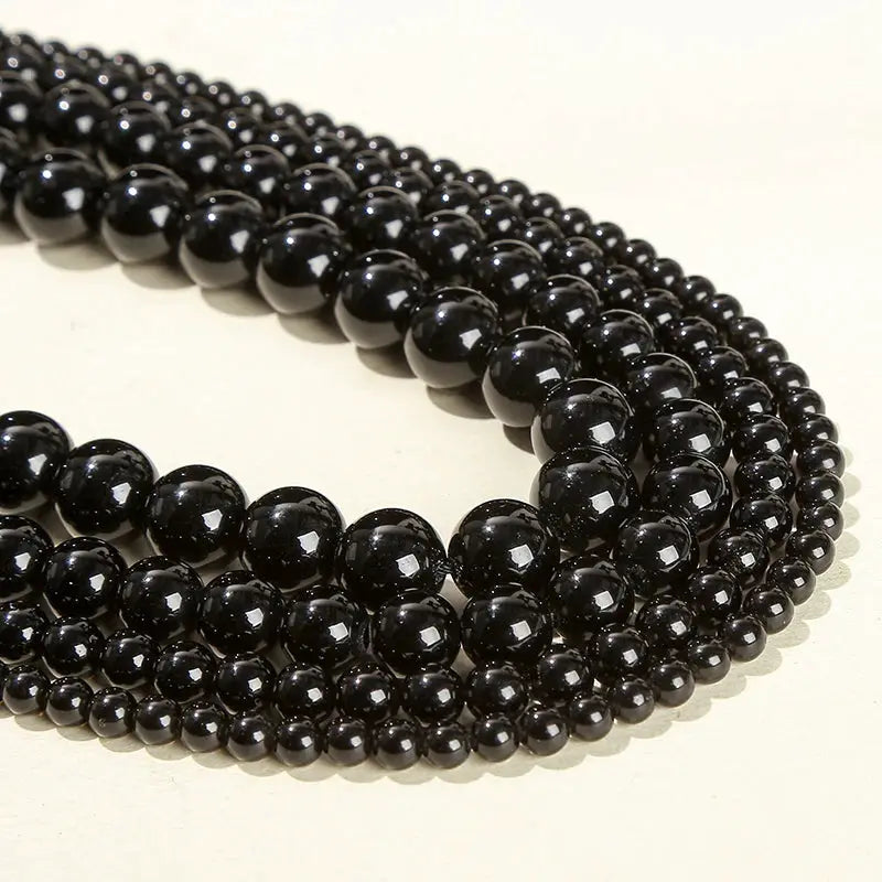 4mm 6mm 8mm 10mm Natural Stone Black Obsidian Beads Polished Round Loose Spacer Beads For Jewelry Making DIY Necklace