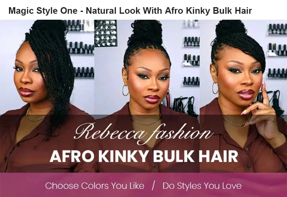 Afro Kinky Curly Bulk Hair for Braiding by Simples Market, Remy bulk hair, soft and lightweight.