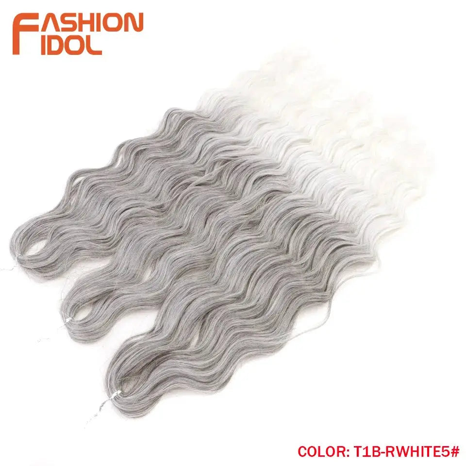 Anna 24-Inch Water Wave Braiding Hair Extensions by Simples Market, ombre blonde-to-white synthetic hair bundles