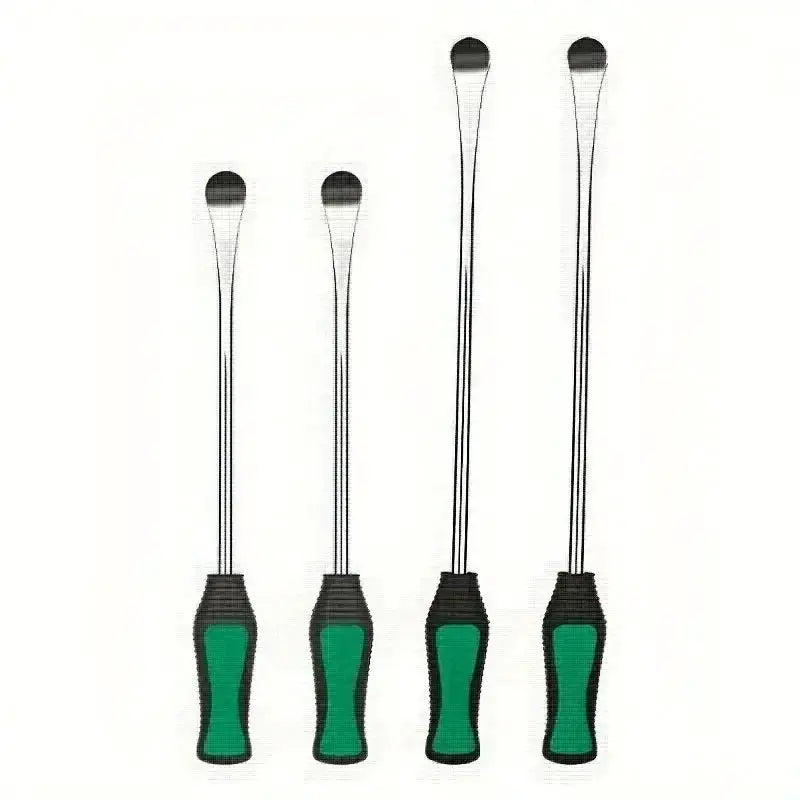 4 tire levers with green and black handles for car and motorcycle tire removal