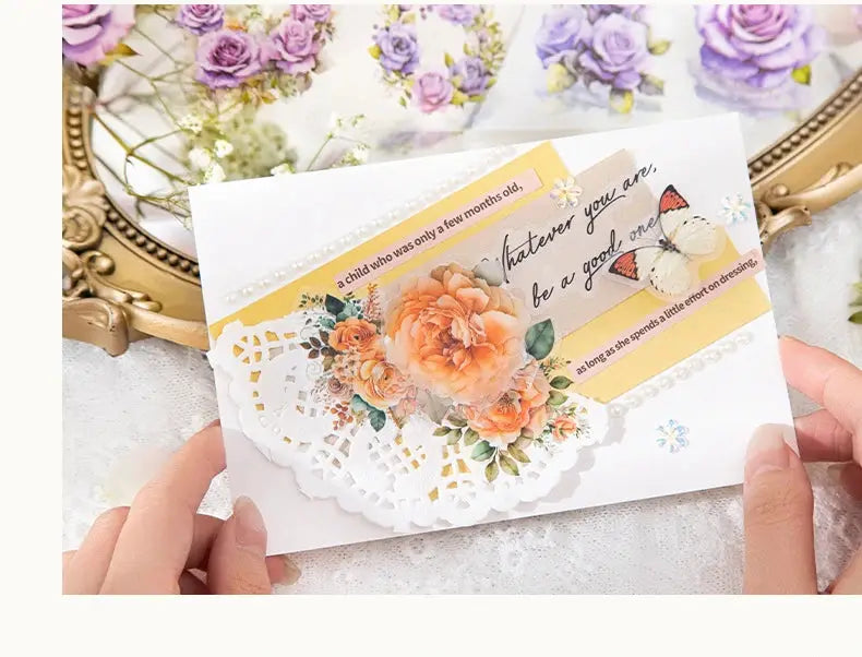 Mr.paper PET Washi Tape Flower Garden Series decorative tape set with floral peach roses
