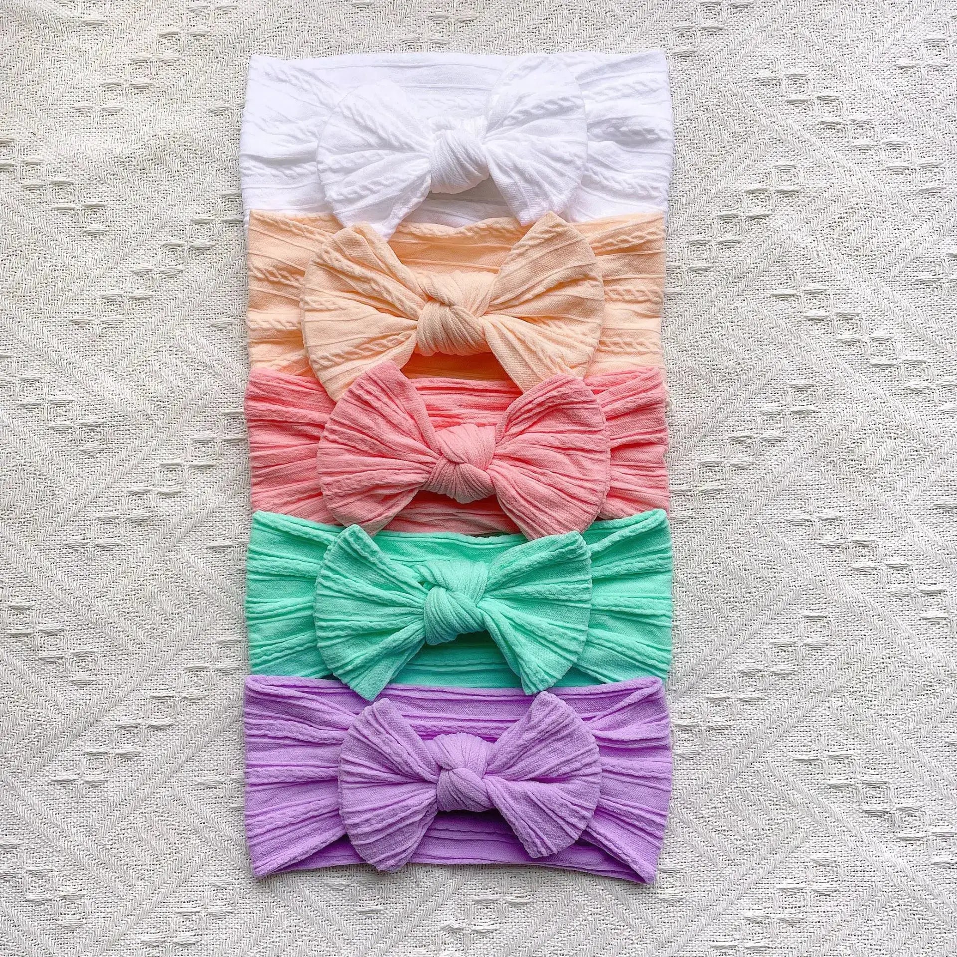 Five Piece Cute Bows Baby Headbands Set Soft Elastic Hair Bands For Newborn Infants And Baby Girls Turban Headwear