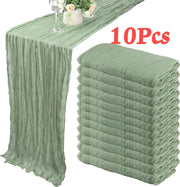 Set Of 10 Dusty Blue Cheesecloth Table Runners 40x270 Cm Boho Gauze Rustic Sheer For Wedding Bridal Shower Banquet