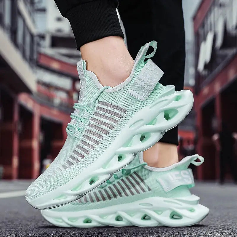 Unisex Sneakers Simples Market mint green breathable mesh running shoes pair