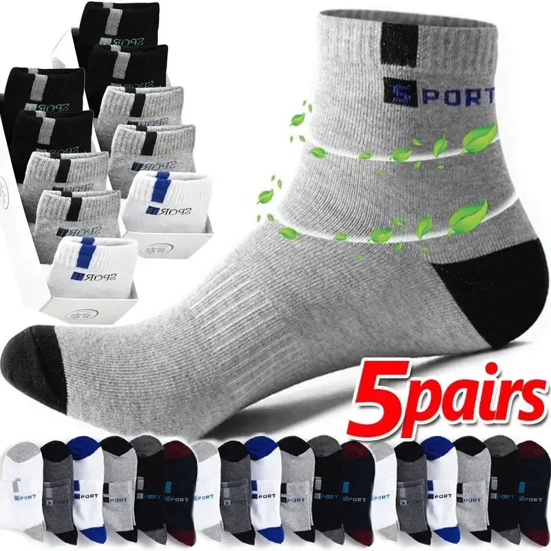 Men's Cotton Socks Breathable Soft Comfort Middle Tube For Running And Sports With Letter Fashion Design Elastic