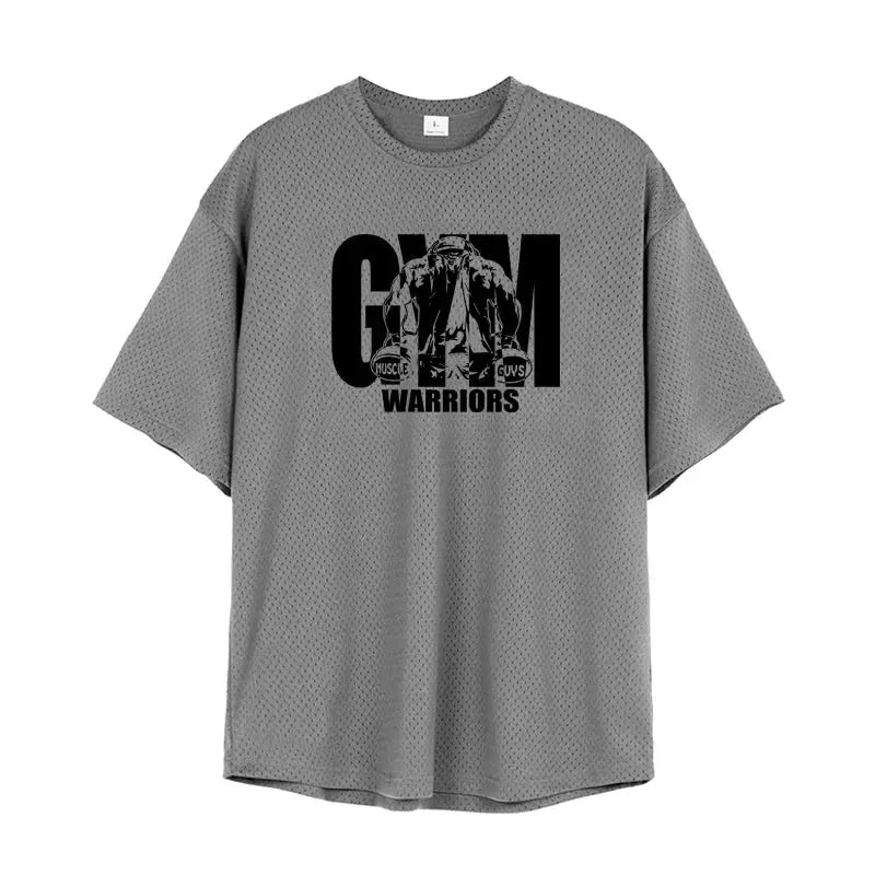 Oversized Loose Mens Casual Sport T Shirt Quick Dry Breathable Mesh For Gym Bodybuilding Fitness Short Sleeve