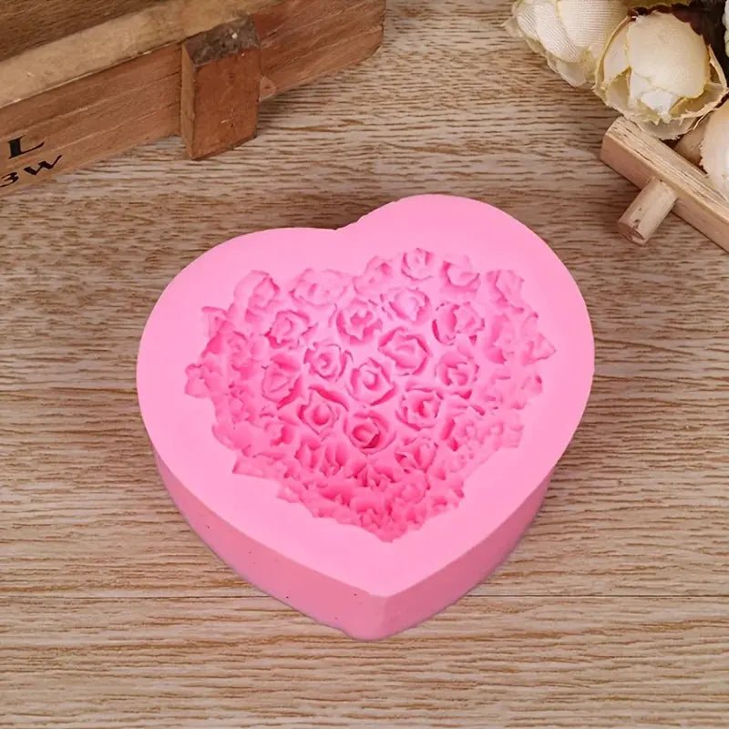 DIY Heart And Rose Candle Silicone Mold For Valentines Day Decorations Safe Non Toxic Silicone Mold - Simples Market