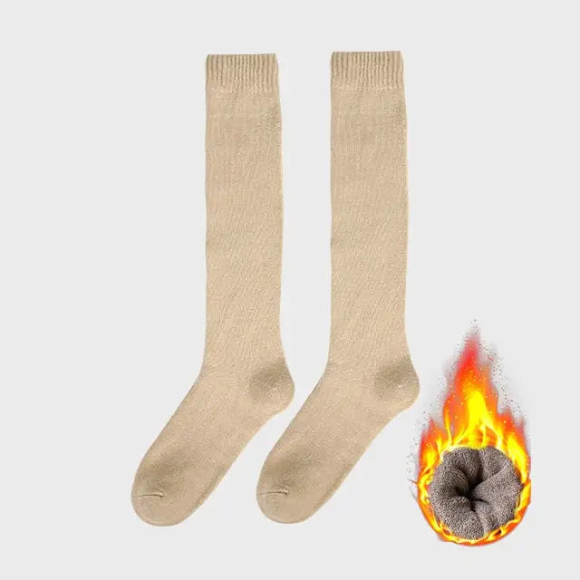 Women's Winter Warm Long Knee High Socks Thick Thermal Cotton Terry Harajuku Breathable Casual