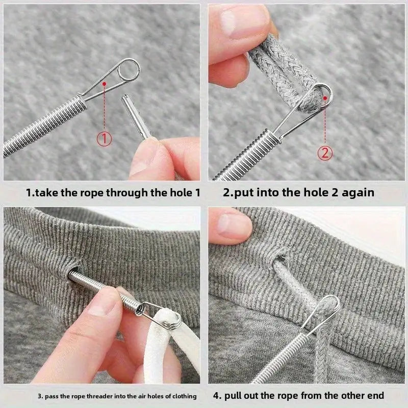 Bendable Spring Drawstring Threader Clip For Pants And Hoodies Flexible DIY Sewing Accessory For Elastic Bands And Cords