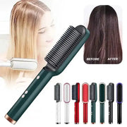 Simples Market electric PTC heat straightening brush, 3-in-1 dryer/flat iron, green handle, color options