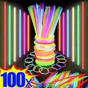 50 and 100 PCS Fluorescent Glow Sticks Multicolor Bendable Lights for Bracelets and Party Decor