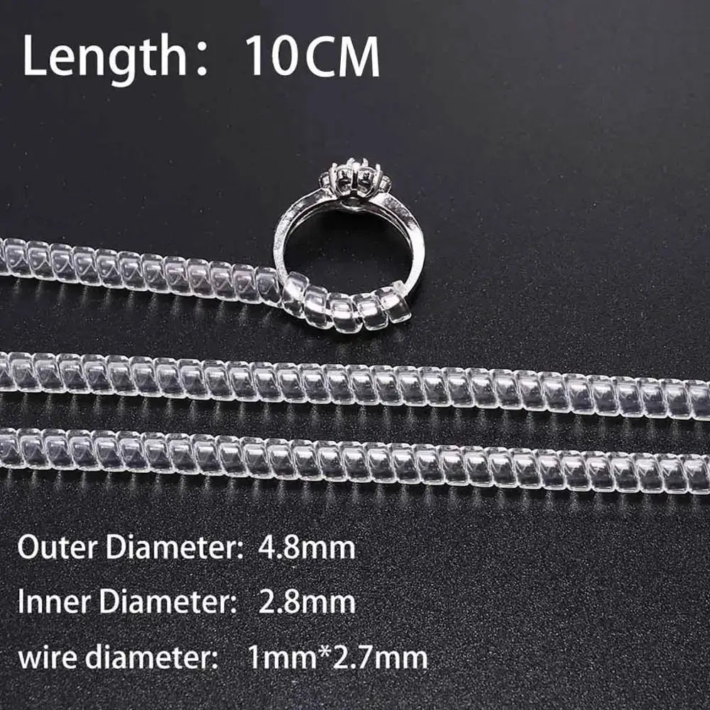4 Pieces Transparent Spiral Ring Size Adjuster Tools Set For Jewelry Making Spring Coil Guard Tightener Reducer