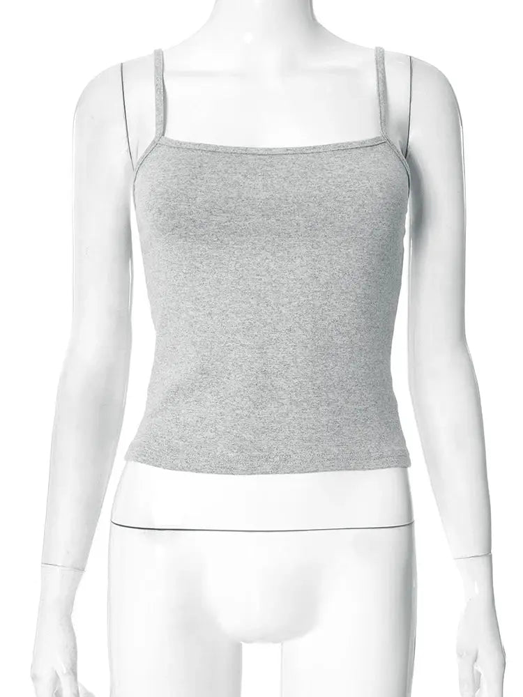 Kliou Women Two Piece Set U Neck Backless Camisole Top Pants