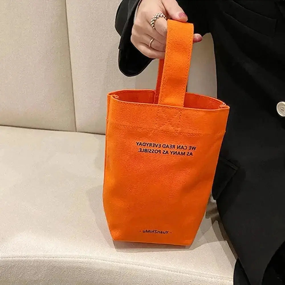 Casual handbag orange canvas tote with short handle by Simples Market