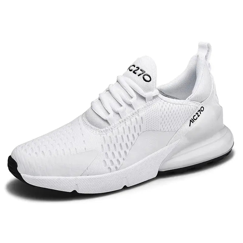 Men's white sneakers by Simples Market with mesh breathable upper and chunky platform sole MIC270