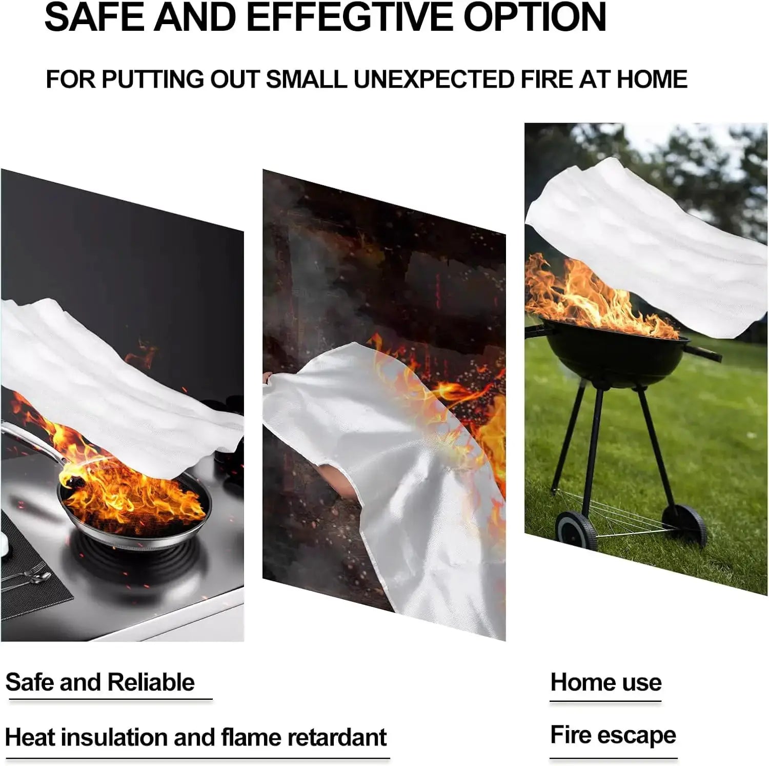 Emergency fire blanket by Simples Market; white fiberglass flame-retardant blanket for home kitchen safety