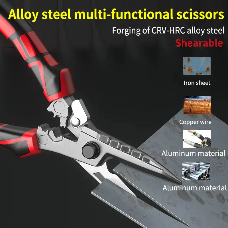 Multi Functional Electrician Scissors Crimping Wire Cutting Tool With Wrench For Metal Sheet And Cable Cutting