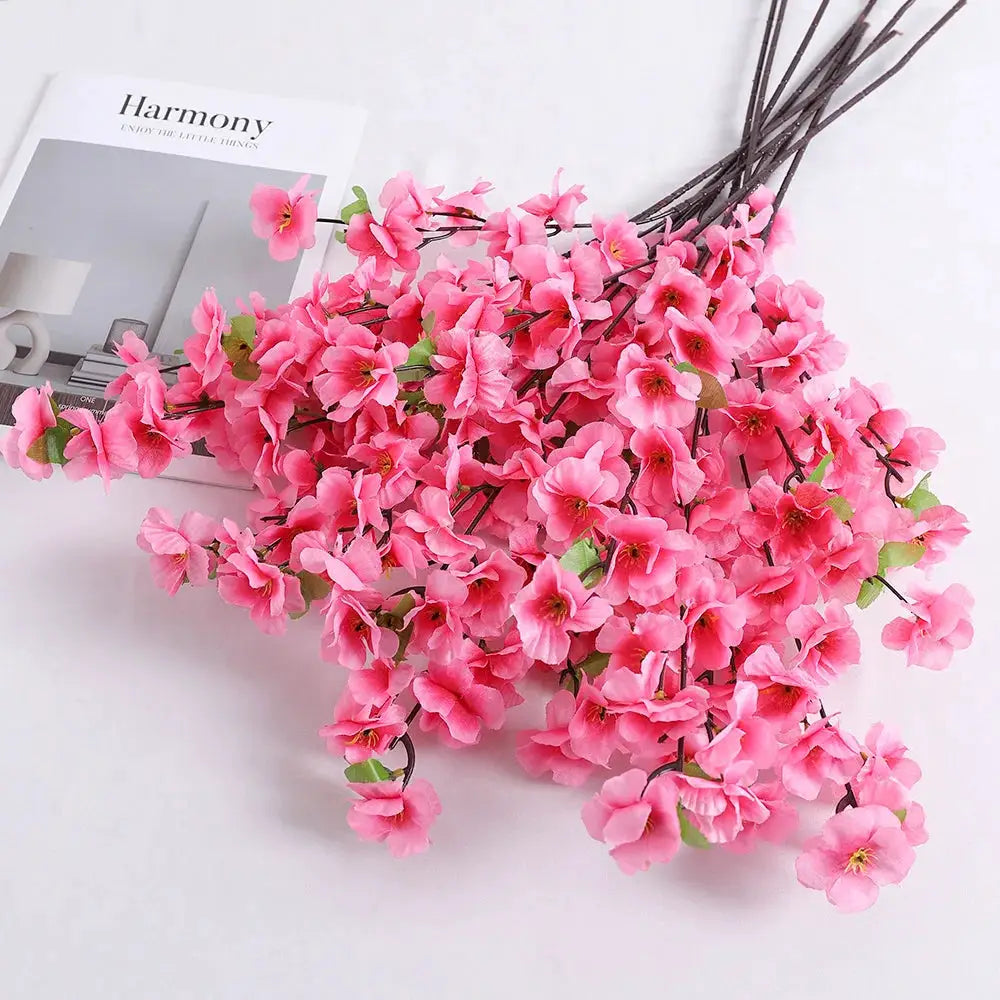 Peach Blossom Artificial Flowers Bouquet Silk Flowers For Home Decor Garden Wedding Decoration Outdoor Vase Ornament Set