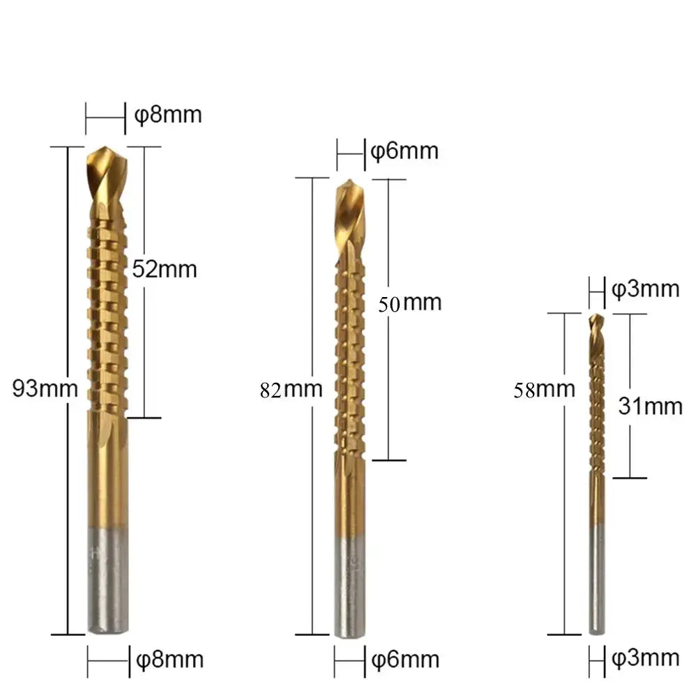 Six Piece Titanium Coated Step and Saw Drill Bit Set for Woodworking and Metal 4 to 12 mm 4 to 20 mm 4 to 32 mm