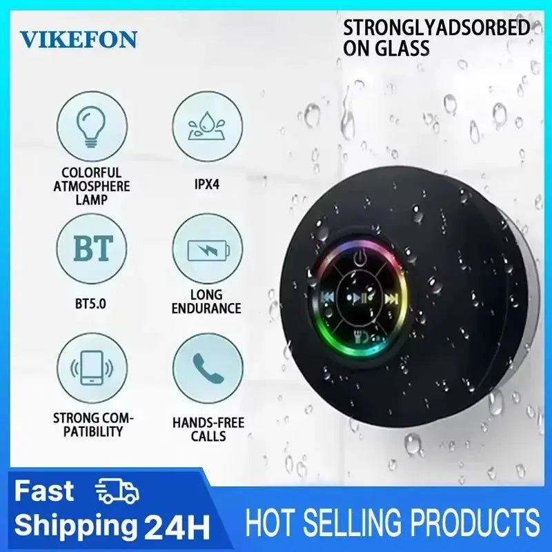 Waterproof Bluetooth Speaker Mini Subwoofer With Suction Cup Mic Handsfree Calling For Bathroom Pool Beach