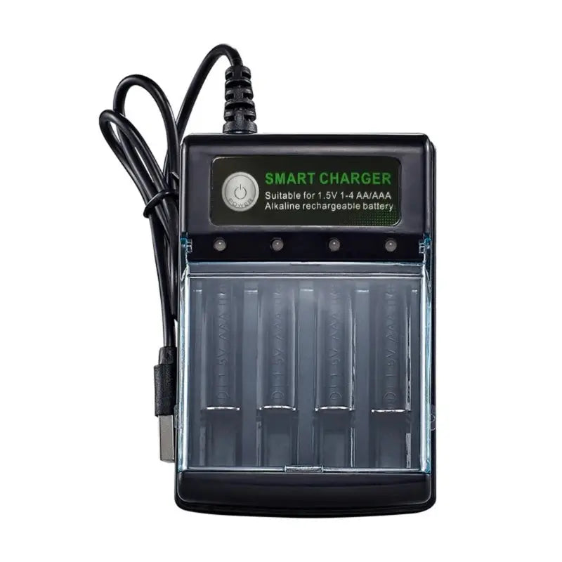 EcoCharge 4 Slot Digital Alkaline Battery Charger Intelligent Recharging For Eco Friendly Power