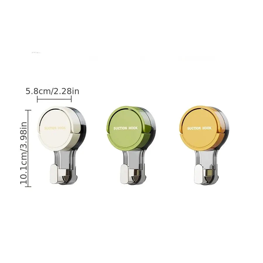 Simples Market strong vacuum suction hooks trio in cream, green, and gold with traceless no-drill adhesive