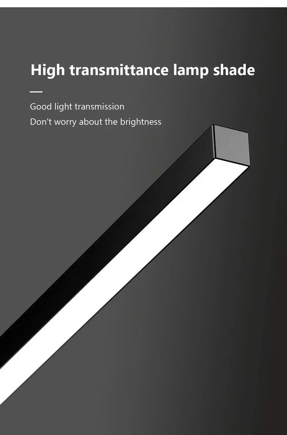 Modern LED ceiling light bar in black frame with white illuminated panel; 60/80 cm, ideal for bedroom and living room.