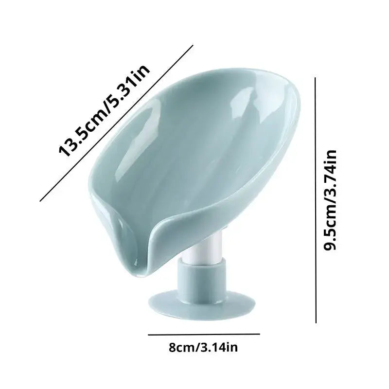 Blue suction soap dish with drainage rack for bathroom shelf