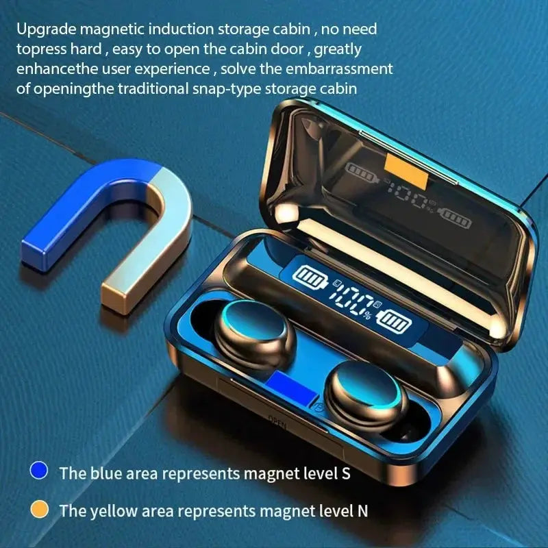 F9 Wireless Earphones LED Display Bluetooth 5.0 TWS Headset With Active Noise Reduction And Waterproof Design
