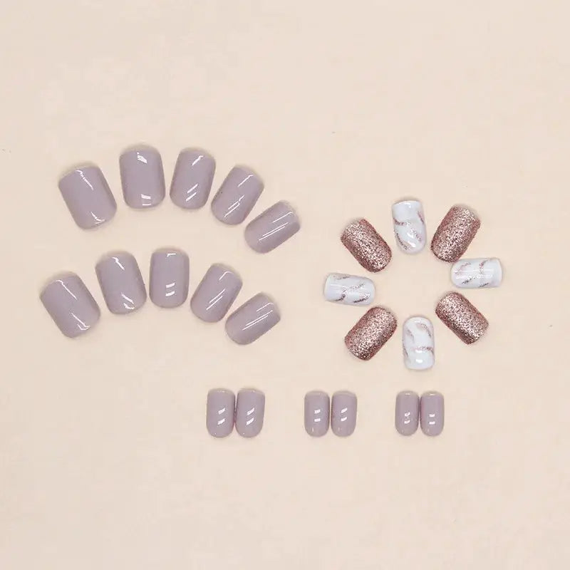 GlamNail Short French Glossy Glitter Nails Kit With Jelly Gel And Nail File Effortless Application And Lasting Shine