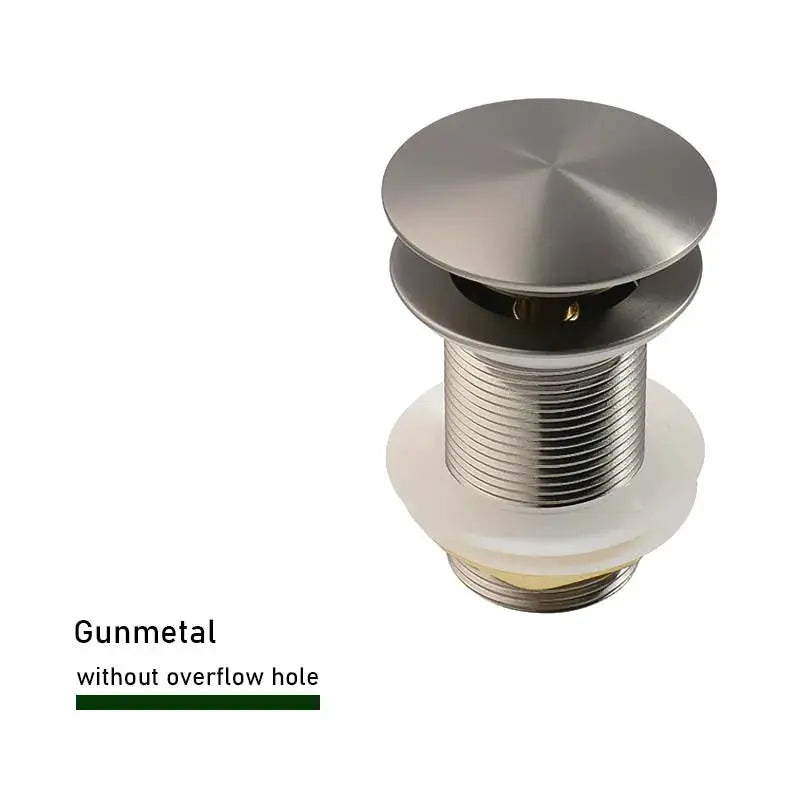 Bathroom sink push-down pop-up stopper drain in gunmetal by Simples Market