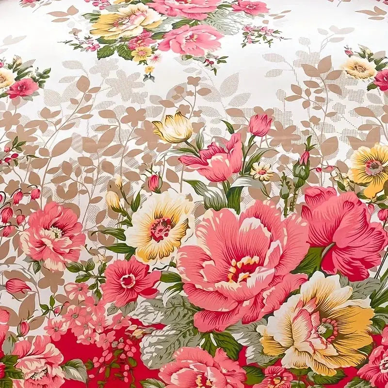 Floral duvet cover set by Simples Market, 3-piece bedding with 1 duvet cover and 2 pillowcases, pink/yellow blossoms.