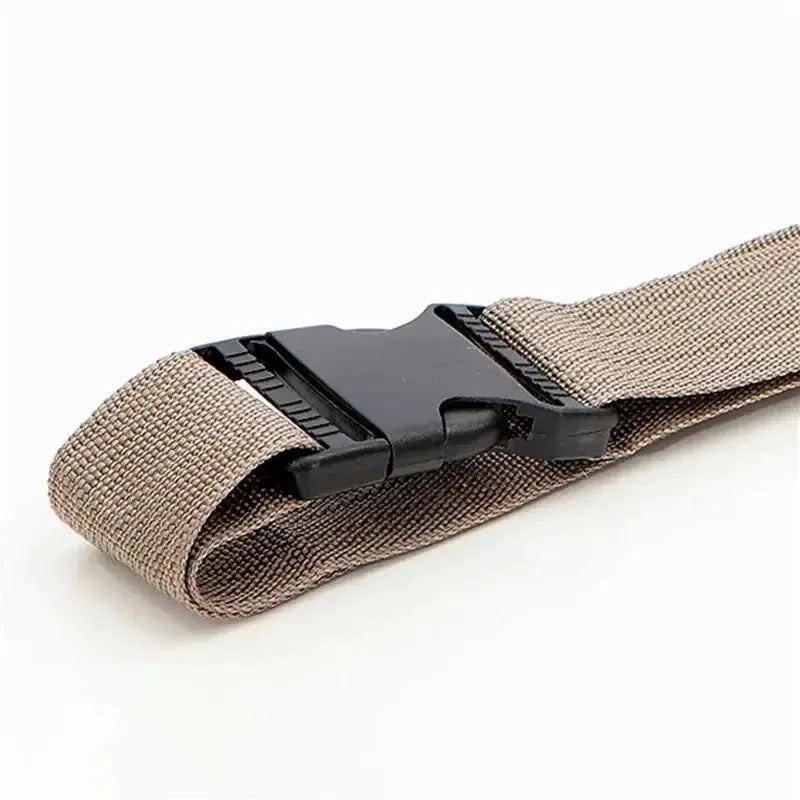 Canvas waist bag by Simples Market in beige with black buckle, durable outdoor belt pouch