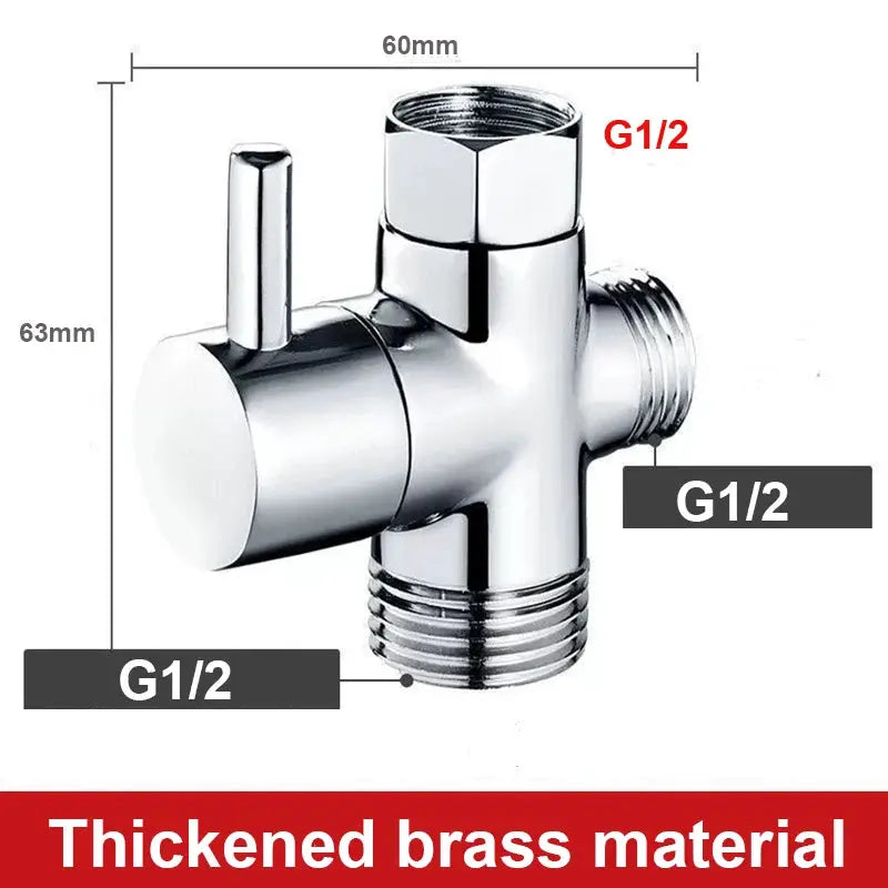 Brass 3-way diverter valve bidet sprayer kit with stainless steel nozzle by Simples Market, G1/2 adapters