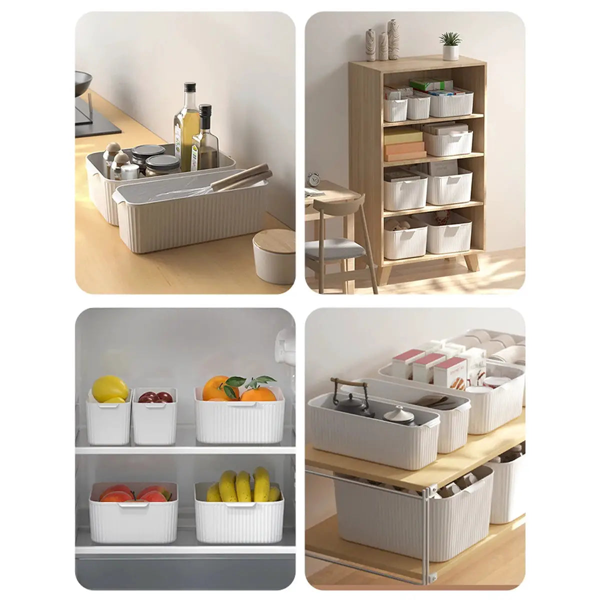 Worthbuy Multifunctional Plastic Storage Box With Handle Desktop Organizer For Kitchen Bathroom Food Cabinet