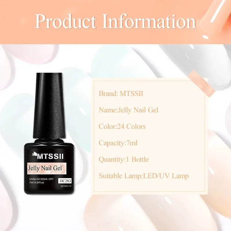 MTSSII Jelly Nail Gel bottle with black cap, 7ml capacity for gel nails