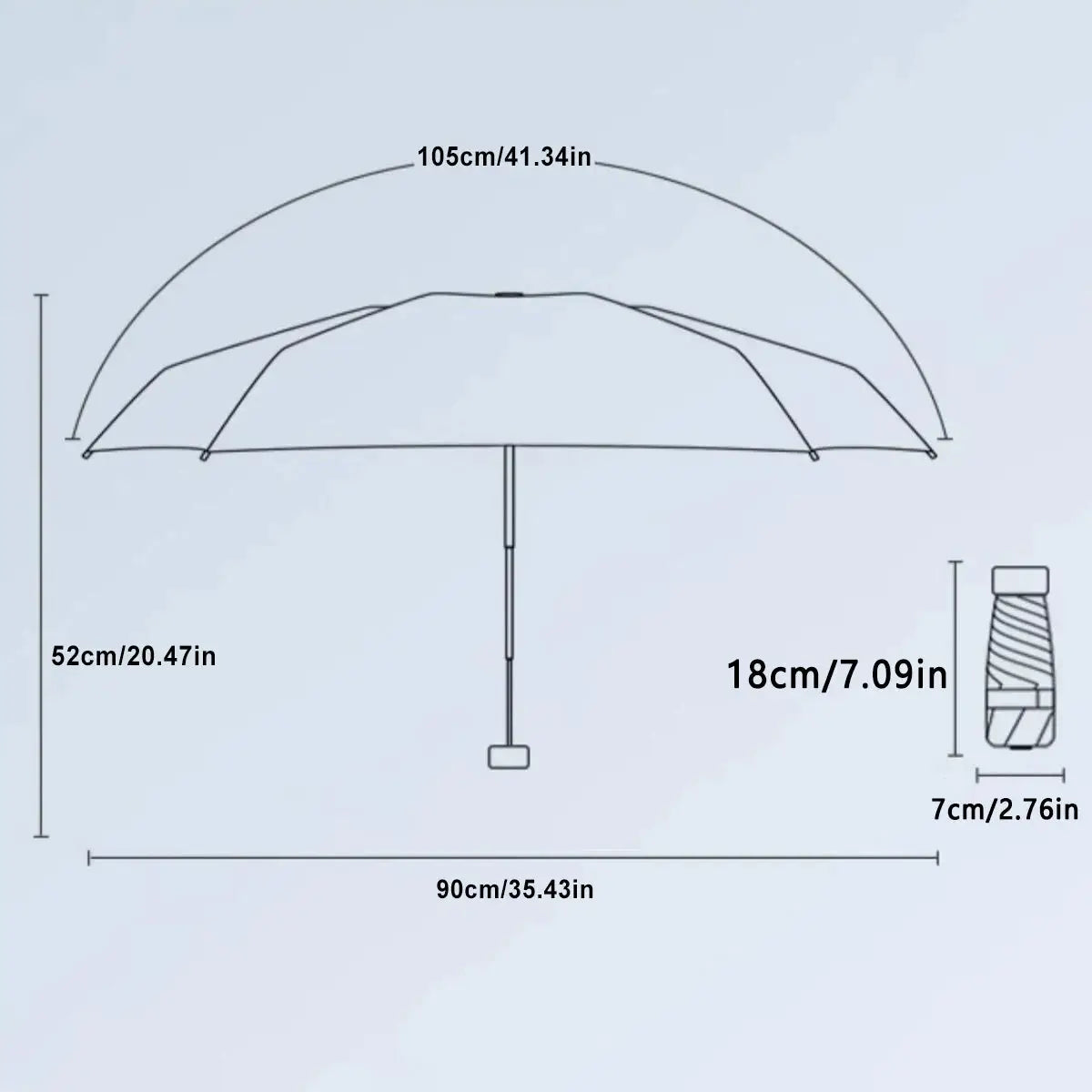 Ultra Light UV Protection Umbrella Compact Foldable Design Stainless Steel Handle For Sun And Rain 190T Canopy