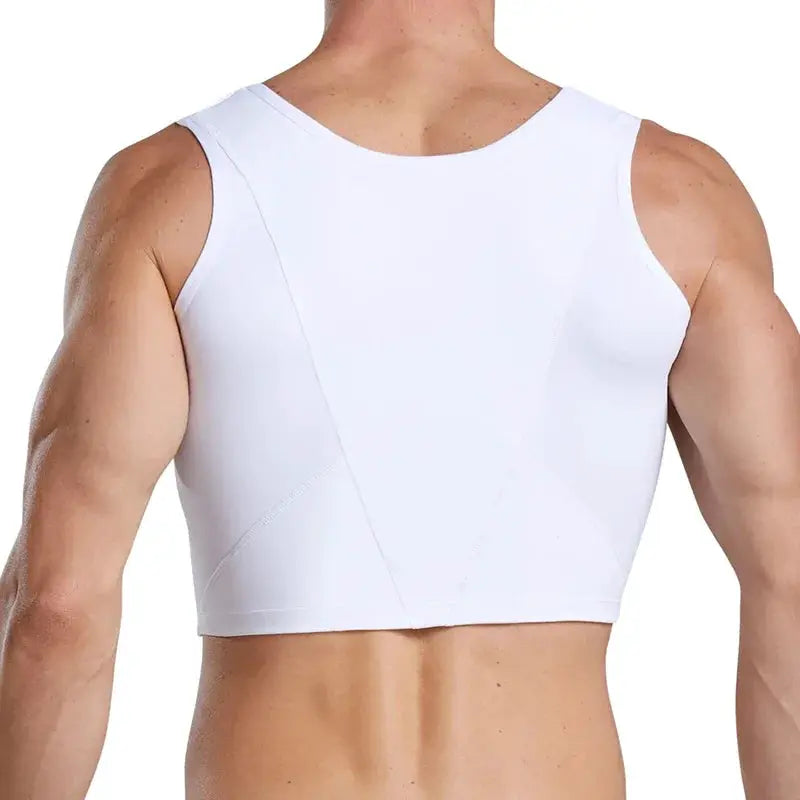 Men's white abdomen-slimming compression vest shaper