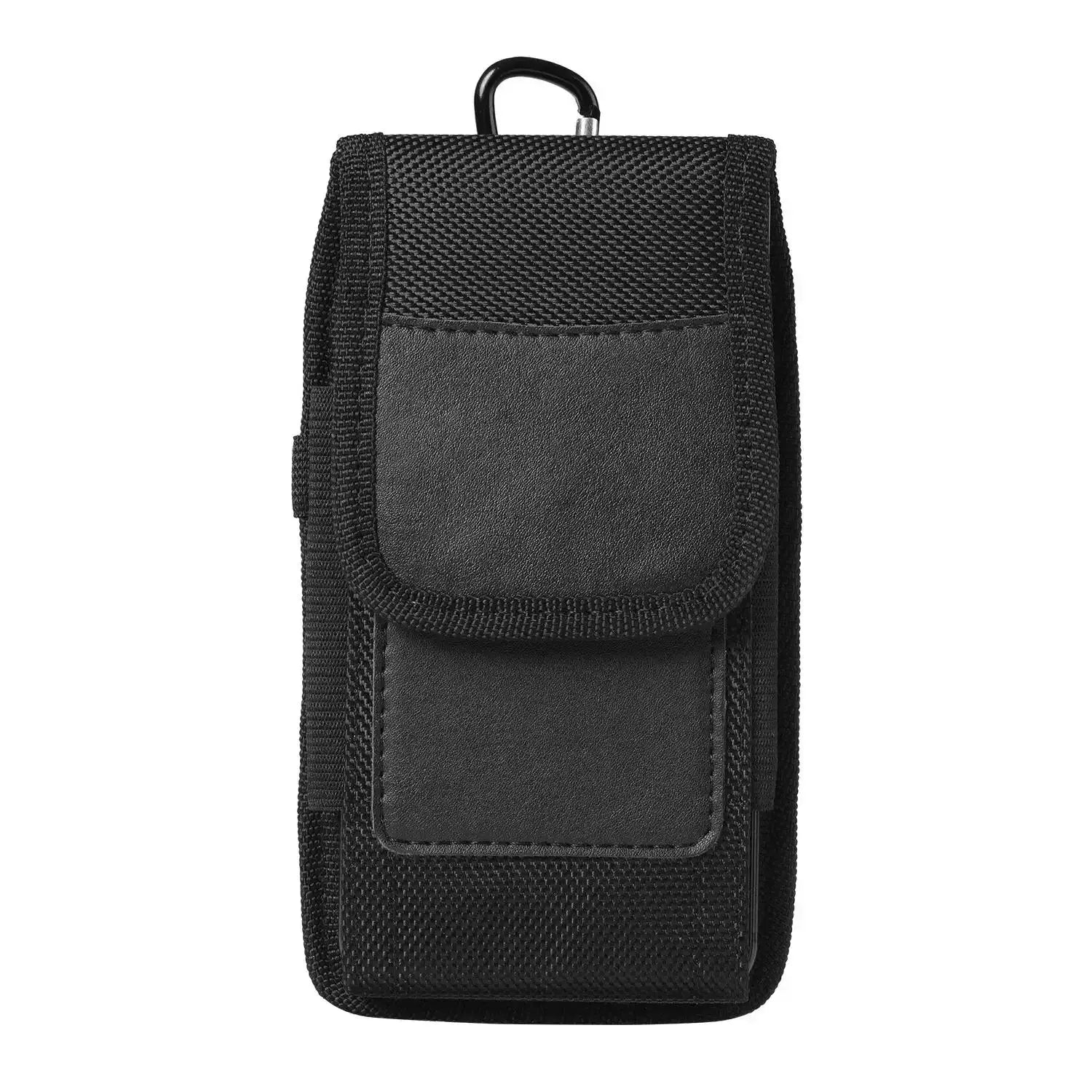 Phone waist bag by Simples Market, black nylon with belt loop and front pocket