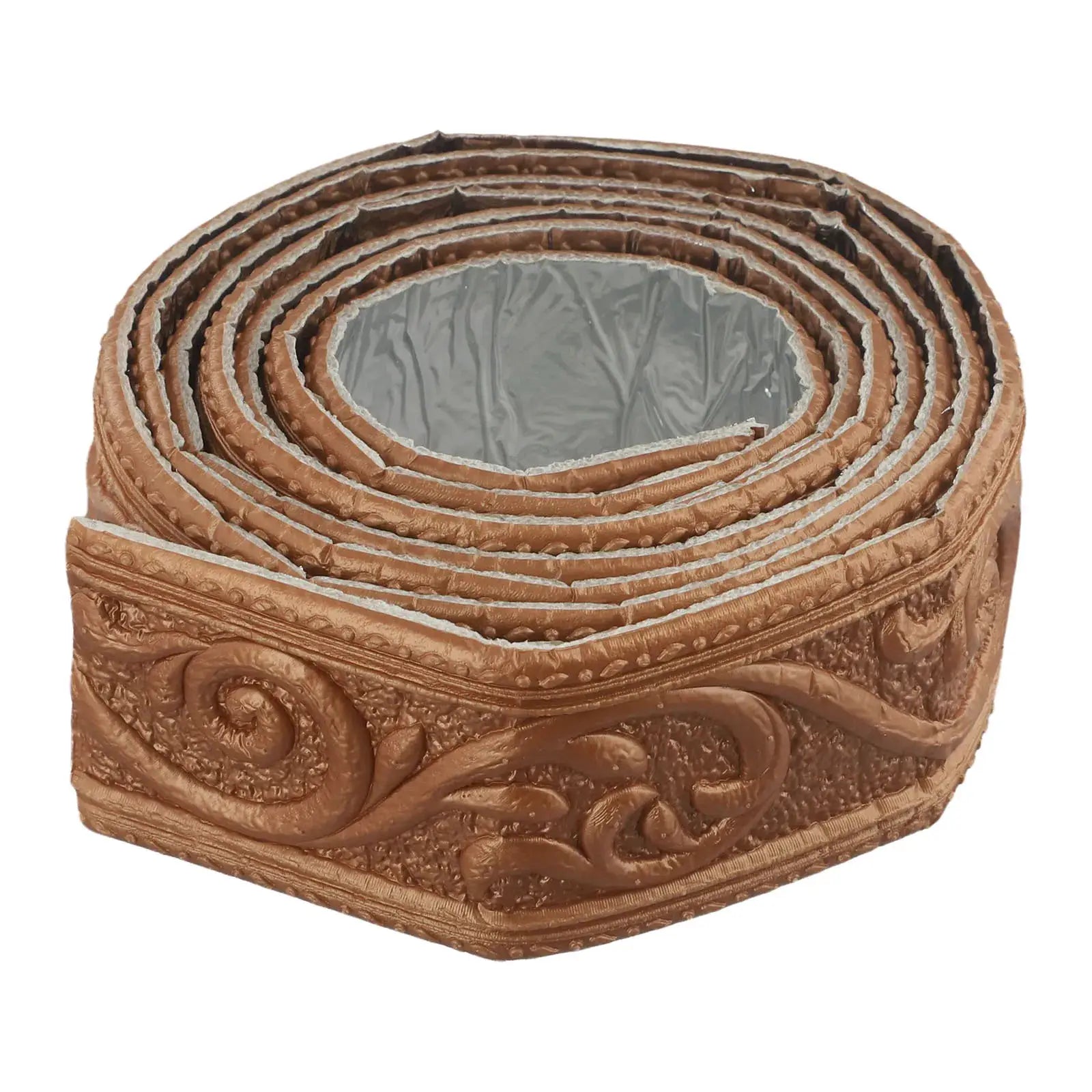 Simples Market 3D wall trim border roll in brown embossed texture, self-adhesive waterproof baseboard wallpaper.